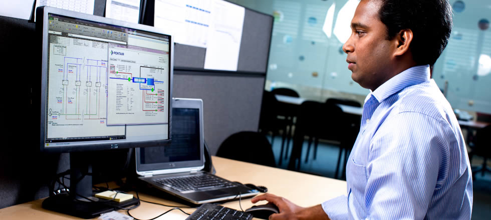 Employee looking at screen